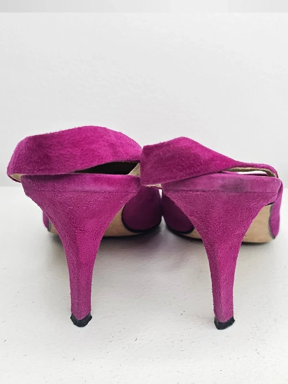 Vintage Via Spiga Magenta Suede Slingback Kitten Heels Made in Italy Size 9B